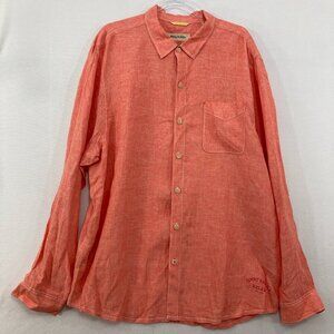 Tommy Bahama Men's size XL Orange Relax 100% Linen Long Sleeve Button Down